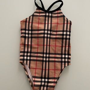 Girl's Burberry Crina Signature Check One-Piece Swimsuit